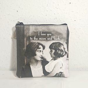 I love you to the moon and back mother & daughter coin or makeup mini pouch